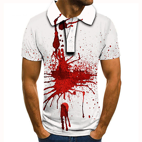 

Men's Golf Shirt Tennis Shirt 3D Print Graphic Prints Blood stains Button-Down Short Sleeve Street Tops Casual Fashion Cool White / Sports