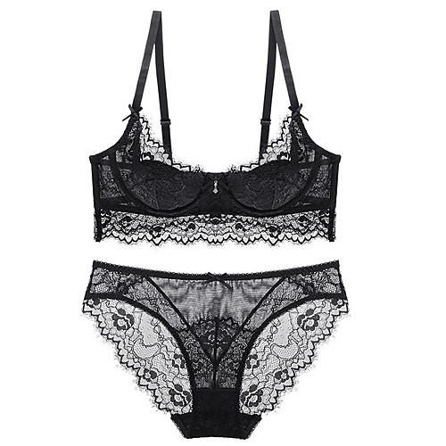 

Women's Bra & Panty Set Underwire Bra 3/4 Cup Gray
