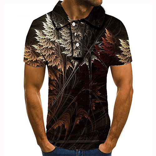

Men's Golf Shirt Tennis Shirt 3D Print Graphic Prints Tree Button-Down Short Sleeve Street Tops Casual Fashion Cool Black / Sports
