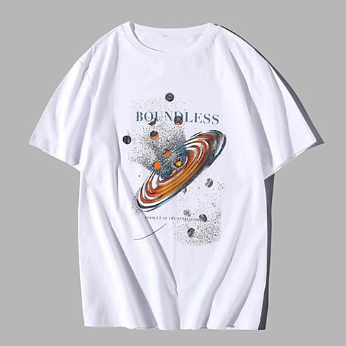 

Men's Tee T shirt Hot Stamping Graphic Prints Letter Print Short Sleeve Casual Tops 100% Cotton Basic Designer Big and Tall White