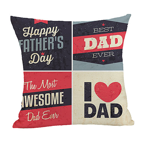 

Double Side Print Father's Day Cushion Cover 1PC Faux Linen Soft Square Throw Pillow Cover Cushion Case Pillowcase for Sofa Bedroom 45 x 45 cm (18 x 18 Inch) Superior Quality Machine Washable