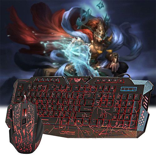 

new j60 english cracked mouse and keyboard set colorful backlit gaming mouse three-color backlit keyboard spot