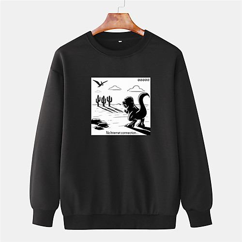 

Men's Pullover Sweatshirt Cartoon Graphic Prints Dinosaur 3D Round Neck Sports & Outdoor Daily Sports Hot Stamping Basic Casual Hoodies Sweatshirts Long Sleeve Yellow Blushing Pink Black