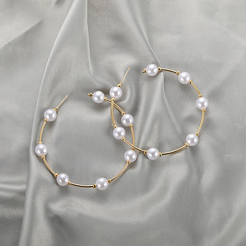 

Pearl Hoop Earrings Drop Earrings Hoop Earrings Earrings Classic Fashion Simple Fashion European Trendy Imitation Pearl Earrings Jewelry Gold For Birthday Party Evening Gift Formal Festival 1 Pair