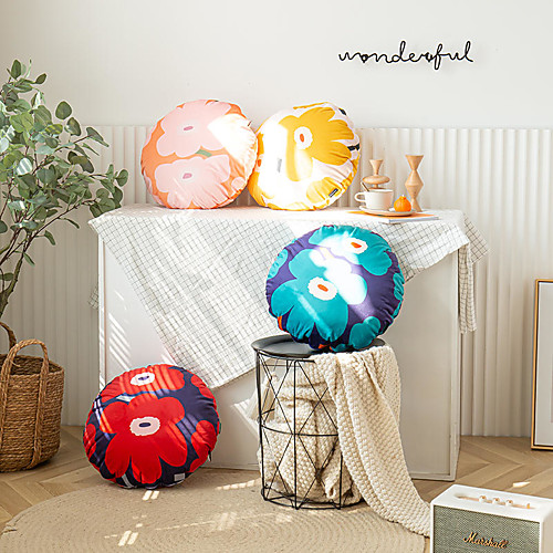 

Pillow Refreshing Flowers Round Shape Super Soft Include Pillow Core Pillow Living Room Bedroom Sofa Cushion