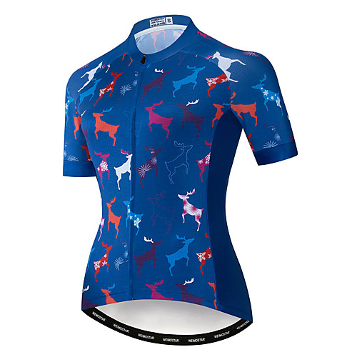

21Grams Women's Short Sleeve Cycling Jersey Summer Spandex Polyester Black / Blue Bike Jersey Top Mountain Bike MTB Road Bike Cycling Quick Dry Moisture Wicking Breathable Sports Clothing Apparel
