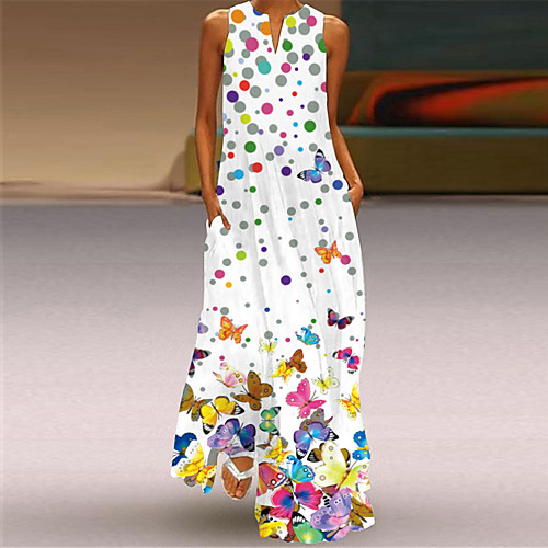 

Women's Swing Dress Maxi long Dress Yellow White Black Red Brown Sleeveless Floral Animal Summer V Neck Elegant Casual 2021 S M L XL XXL 3XL 4XL 5XL