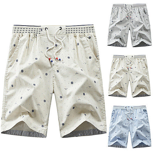 

Men's Sporty Casual / Sporty Streetwear Quick Dry Breathable Soft Daily Sports Chinos Shorts Pants Graphic Graphic Prints Knee Length Drawstring Elastic Waist Khaki Light Grey Light Blue