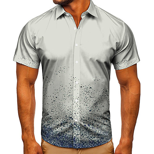 

Men's Shirt 3D Print Polka Dot Graphic Prints Button-Down Short Sleeve Street Tops Casual Fashion Classic Breathable Gray