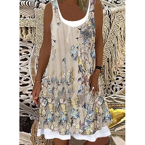 

Women's A Line Dress Knee Length Dress Blushing Pink Black Apricot Sleeveless Pattern Spring Summer Casual / Daily 2021 S M L XL XXL 3XL
