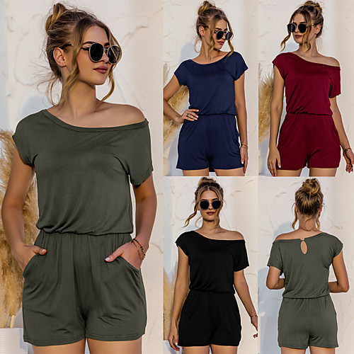 

Women's Casual 2021 ArmyGreen Black Red Wine Jumpsuit Solid Color
