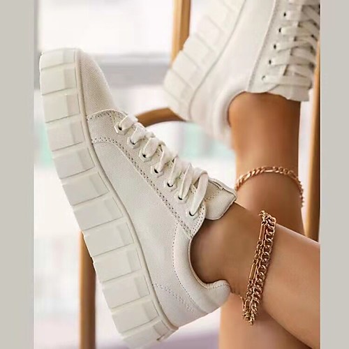 

Women's Sneakers White Shoes Wedge Heel PU Purple Khaki Green