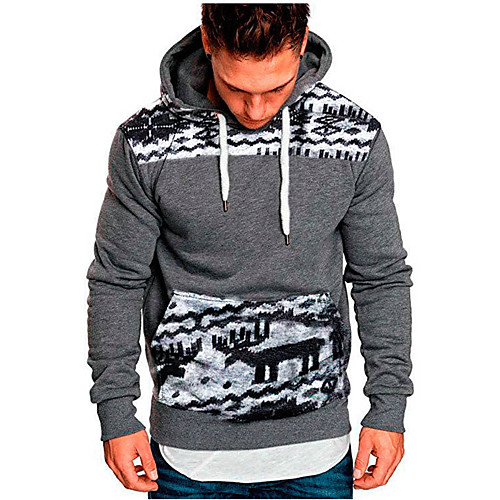 

Men's Pullover Hoodie Sweatshirt Color Block Hooded Daily Weekend Other Prints Casual Streetwear Hoodies Sweatshirts Long Sleeve Black Dark Gray Red