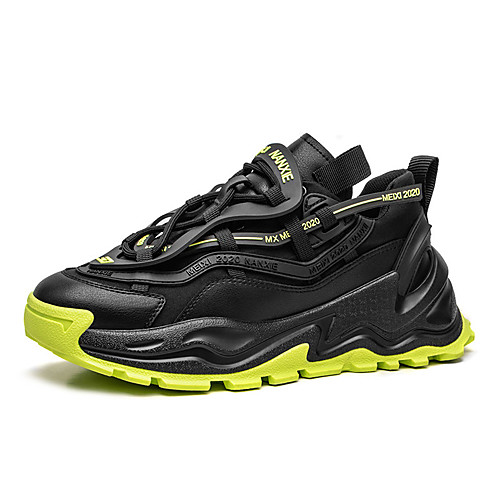 

Men's Trainers Athletic Shoes Lace up Sporty Athletic Outdoor Running Shoes Mesh Height-increasing White Black Green Spring