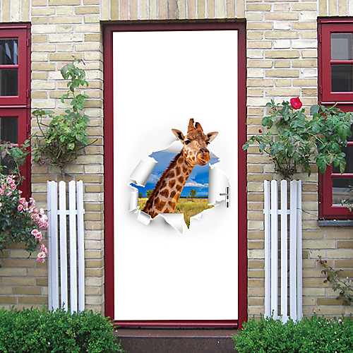 

2pcs Self-adhesive Creative Giraffe Door Stickers For Living Room Diy Decorative Home Waterproof Wall Stickers