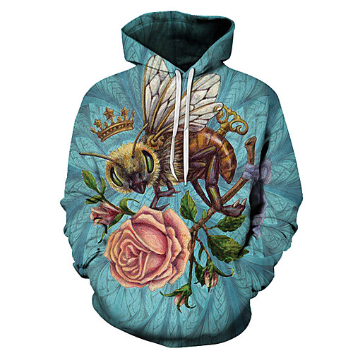 

Men's Unisex Plus Size Pullover Hoodie Sweatshirt Graphic Prints Bee Print Hooded Casual Daily Holiday 3D Print Basic Designer Hoodies Sweatshirts Long Sleeve Blue Yellow Green