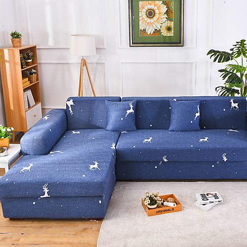 

Print Dustproof Stretch Slipcovers Stretch Sofa Cover Super Soft Fabric Couch Cover Fit For 1 to 4 Cushion Couch And L Shape Sofa (You will Get 1 Throw Pillow Case as free Gift)