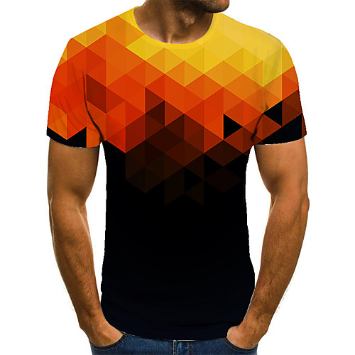 

Men's Unisex Tee T shirt 3D Print Geometric Graphic Prints Plus Size Print Short Sleeve Casual Tops Basic Fashion Designer Big and Tall Black