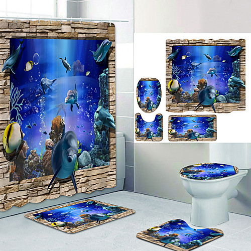 

Bathroom Shower Curtain & Mat Set 1# Contemporary Polyester New Design
