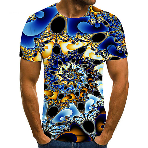 

Men's Unisex Tee T shirt 3D Print Graphic Prints Spiral Stripe Plus Size Print Short Sleeve Casual Tops Basic Fashion Designer Big and Tall Blue