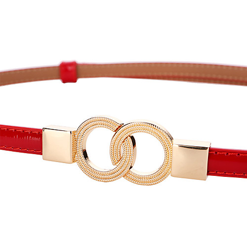 

patent leather double buckle two-layer cowhide belt fashion all-match decorative coat thin waist belt