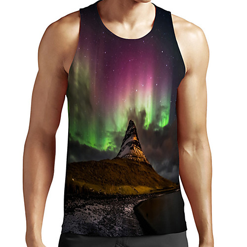 

Men's Unisex Tank Top Undershirt 3D Print Scenery Graphic Prints Plus Size Print Sleeveless Casual Tops Basic Fashion Designer Breathable Fuchsia
