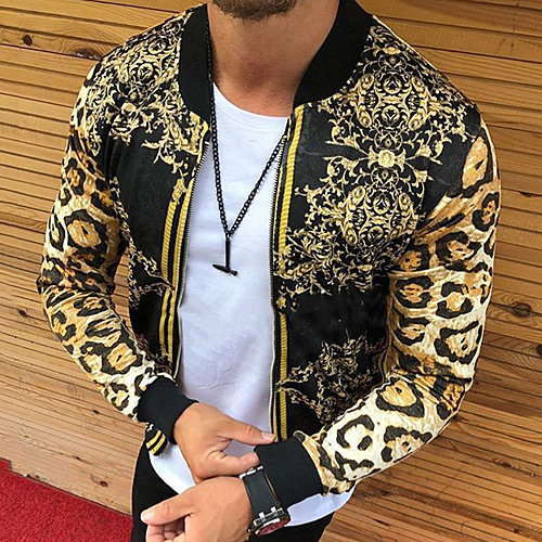 

Men's Shirt Cheetah Print Long Sleeve Casual Tops Casual Fashion Breathable Comfortable Round Neck Brown