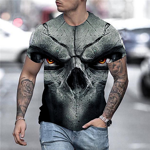 

Men's Tee T shirt 3D Print Graphic Prints Animal Print Short Sleeve Daily Tops Casual Designer Big and Tall Gray
