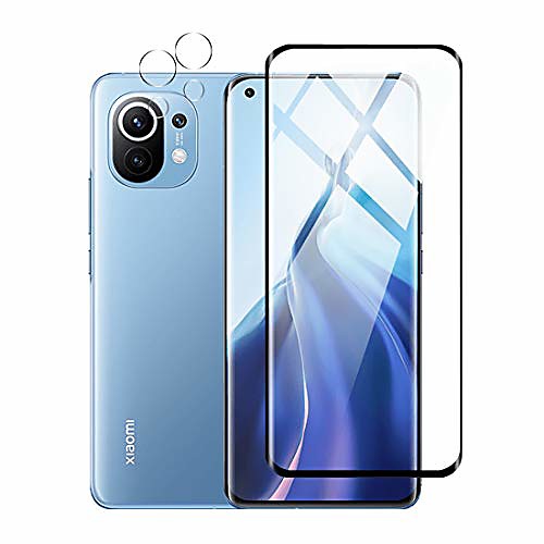 

effcotuo tempered glass for xiaomi mi 11 protective film camera screen protector made of tempered glass [9-h hardness] [crystal clarity] [scratch-resistant] with xiaomi mi 11-black
