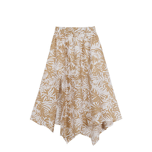 

Women's Holiday Vacation Basic Streetwear Skirts Plants Split Print Khaki