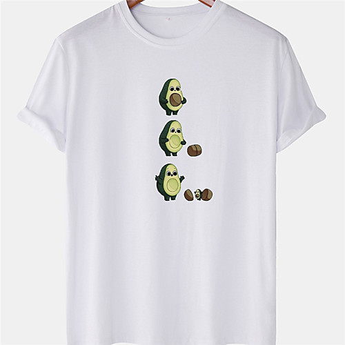 

Men's Unisex Tee T shirt Hot Stamping Graphic Prints Avocado Plus Size Short Sleeve Casual Tops 100% Cotton Basic Designer Big and Tall White Black Blue