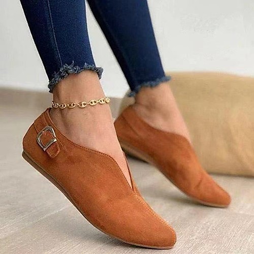

Women's Flats Flat Heel Pointed Toe Synthetics Solid Colored Black Pink Khaki