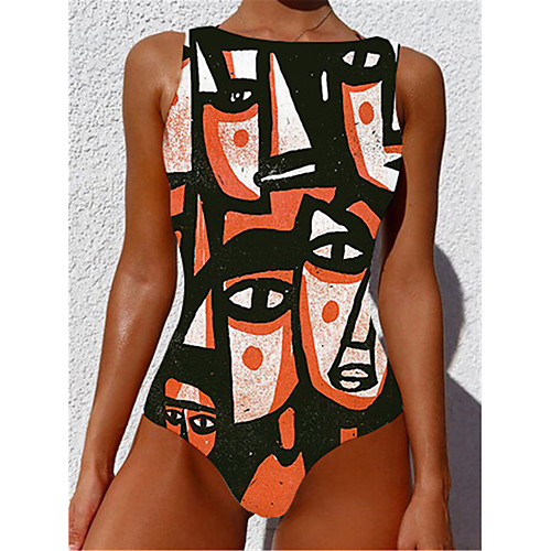 

Women's One Piece Monokini Swimsuit Tummy Control Slim Abstract Black Swimwear Strap Bathing Suits New Casual Sexy / Padded Bras / Beach