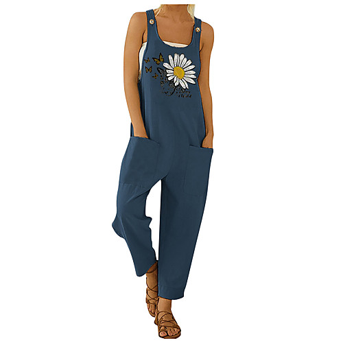 

Women's Ordinary Sporty Look Army Green Khaki Light Blue Jumpsuit Floral Animal Flower