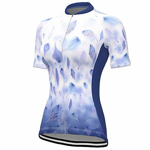 

21Grams Women's Short Sleeve Cycling Jersey Summer Spandex Polyester Blue Leaf Bike Jersey Top Mountain Bike MTB Road Bike Cycling Quick Dry Moisture Wicking Breathable Sports Clothing Apparel