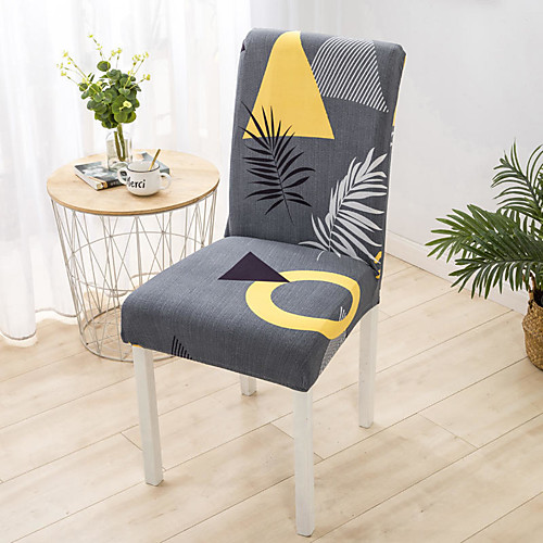 

Grey Leaves Print Super Soft Chair Cover Stretch Removable Washable Dining Room Chair Protector Slipcovers Home Decor Dining Room Seat Cover