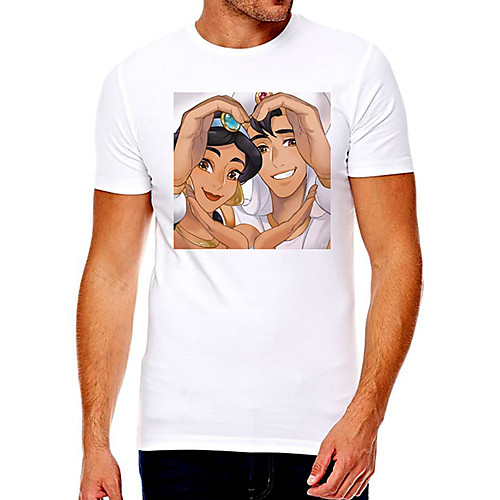 

Men's Unisex Tee T shirt Hot Stamping Cartoon Graphic Prints Human Plus Size Print Short Sleeve Casual Tops Cotton Basic Fashion Designer Big and Tall White