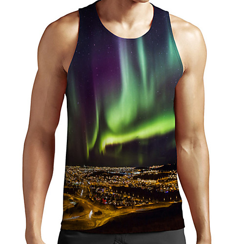 

Men's Unisex Tank Top Undershirt 3D Print Scenery Graphic Prints Plus Size Print Sleeveless Casual Tops Basic Fashion Designer Breathable Light Purple