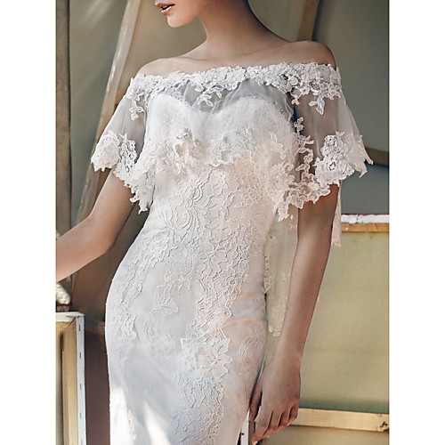 

Short Sleeve Elegant Tulle Wedding / Wedding Party Women's Wrap With Appliques / Solid