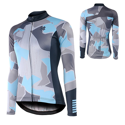 

21Grams Women's Long Sleeve Cycling Jersey Spandex Polyester Grey Camo / Camouflage Bike Jersey Top Mountain Bike MTB Road Bike Cycling Quick Dry Moisture Wicking Breathable Sports Clothing Apparel
