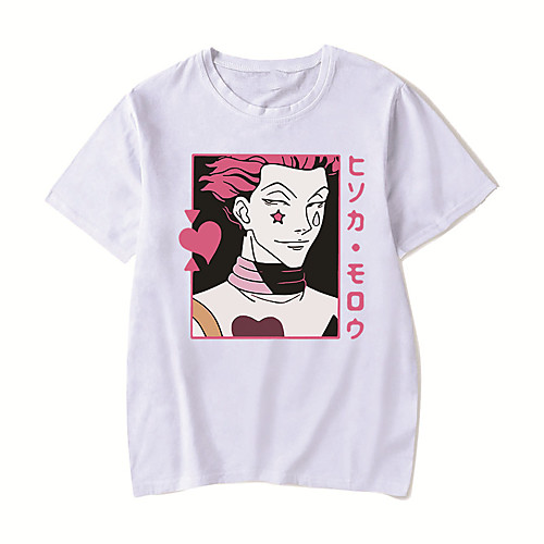 

Men's Unisex Tee T shirt Hot Stamping Anime Graphic Prints Plus Size HUNTERXHUNTER Print Short Sleeve Casual Tops Cotton Basic Designer Big and Tall White Black Red