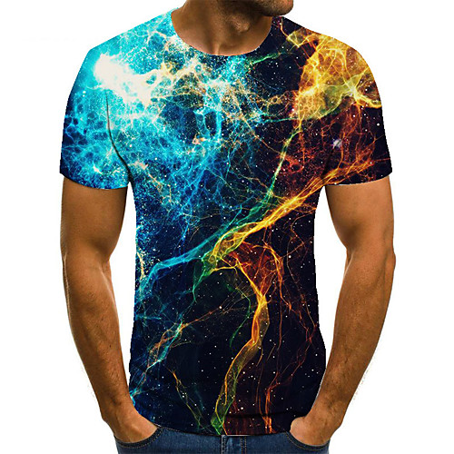 

Men's Unisex Tee T shirt 3D Print Graphic Prints Streamer Plus Size Print Short Sleeve Casual Tops Basic Fashion Designer Big and Tall Blue