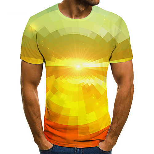 

Men's Unisex Tee T shirt 3D Print Graphic Prints Streamer Plus Size Print Short Sleeve Casual Tops Basic Fashion Designer Big and Tall Yellow