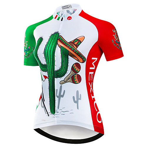 

21Grams Women's Short Sleeve Cycling Jersey Summer Spandex Polyester Red and White Mexico National Flag Bike Jersey Top Mountain Bike MTB Road Bike Cycling Quick Dry Moisture Wicking Breathable Sports