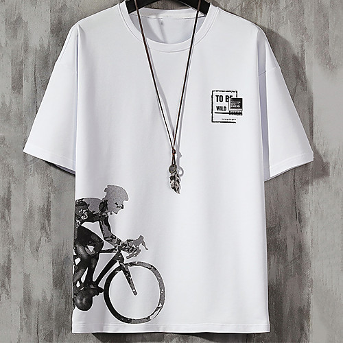 

Men's Unisex Tee T shirt Hot Stamping Graphic Prints Bicycle Human Plus Size Print Short Sleeve Casual Tops Cotton Basic Fashion Designer Big and Tall White Black Khaki