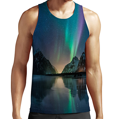 

Men's Unisex Tank Top Undershirt 3D Print Scenery Graphic Prints Plus Size Print Sleeveless Casual Tops Basic Fashion Designer Breathable Blue