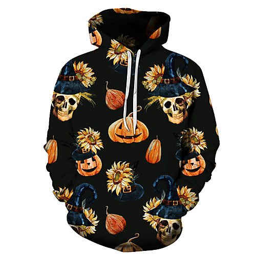 

Men's Unisex Plus Size Pullover Hoodie Sweatshirt Halloween Graphic Prints Pumpkin Print Hooded Casual Daily Holiday 3D Print Basic Designer Hoodies Sweatshirts Long Sleeve Blue Black