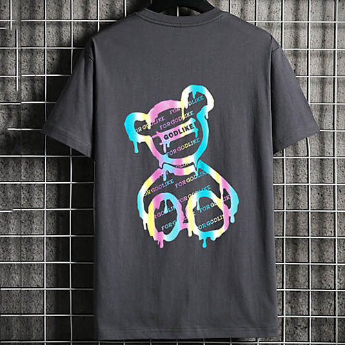 

Men's Unisex Tee T shirt Hot Stamping Graphic Prints Toy Bear Plus Size Print Short Sleeve Casual Tops Cotton Basic Fashion Designer Big and Tall White Black Dark Gray