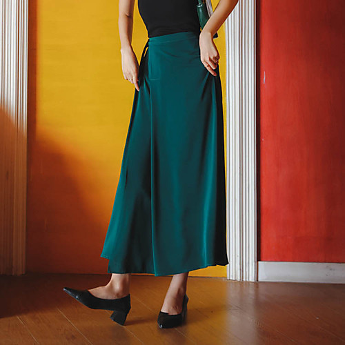 

Women's Holiday Weekend Basic Streetwear Skirts Solid Colored Split Green
