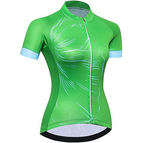 

21Grams Women's Short Sleeve Cycling Jersey Summer Spandex Polyester Green Bike Jersey Top Mountain Bike MTB Road Bike Cycling Quick Dry Moisture Wicking Breathable Sports Clothing Apparel / Stretchy